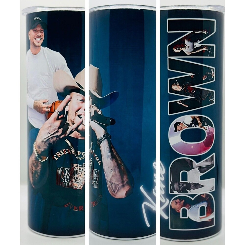 NEW Kane Brown 20 oz. Stainless Steel Tumbler w/Straw Set & Silicone Tip